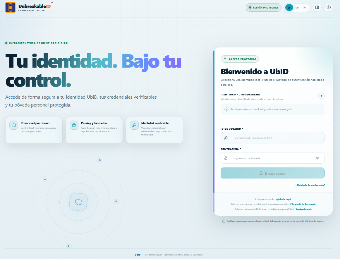 Issuer sign-in screen in Spanish