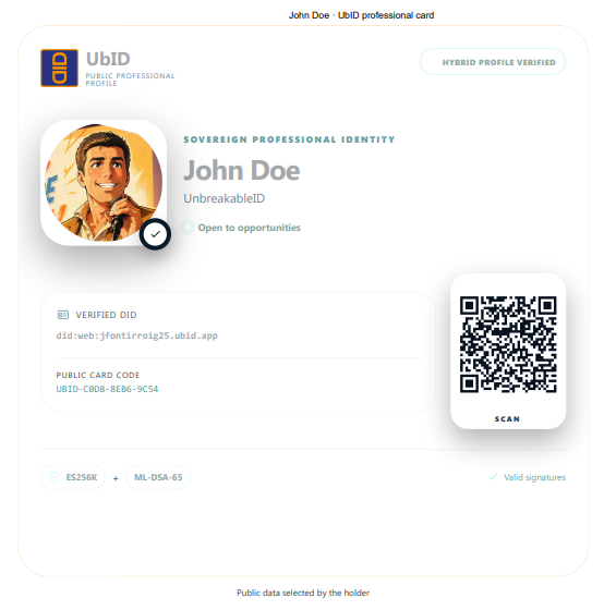 Printable UbID professional card
