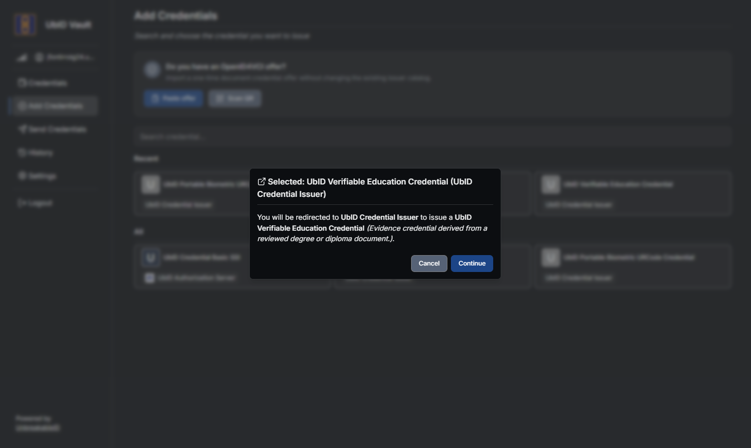 Education credential redirect confirmation