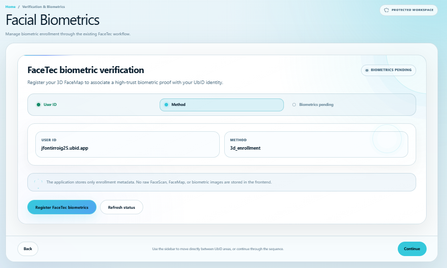 FaceTec facial-biometric enrollment status