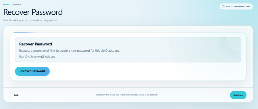 Password-recovery entry inside the intranet